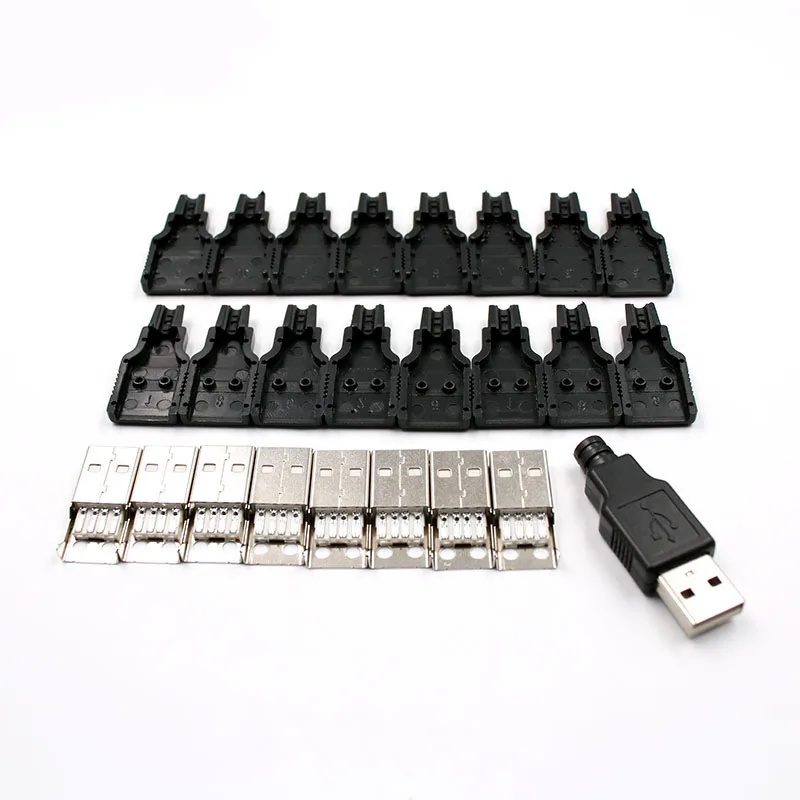 Высококачественный хорошо продаваемый 10 шт. 4-контактный разъем USB типа А с черной