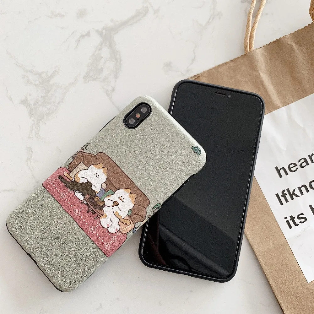 ORYKSZ Cartoon Cat Matte Soft Phone Cases For iphone XS Max Case X XR 8 7 6S 6 Plus Cover Fashion Silicone Capa |