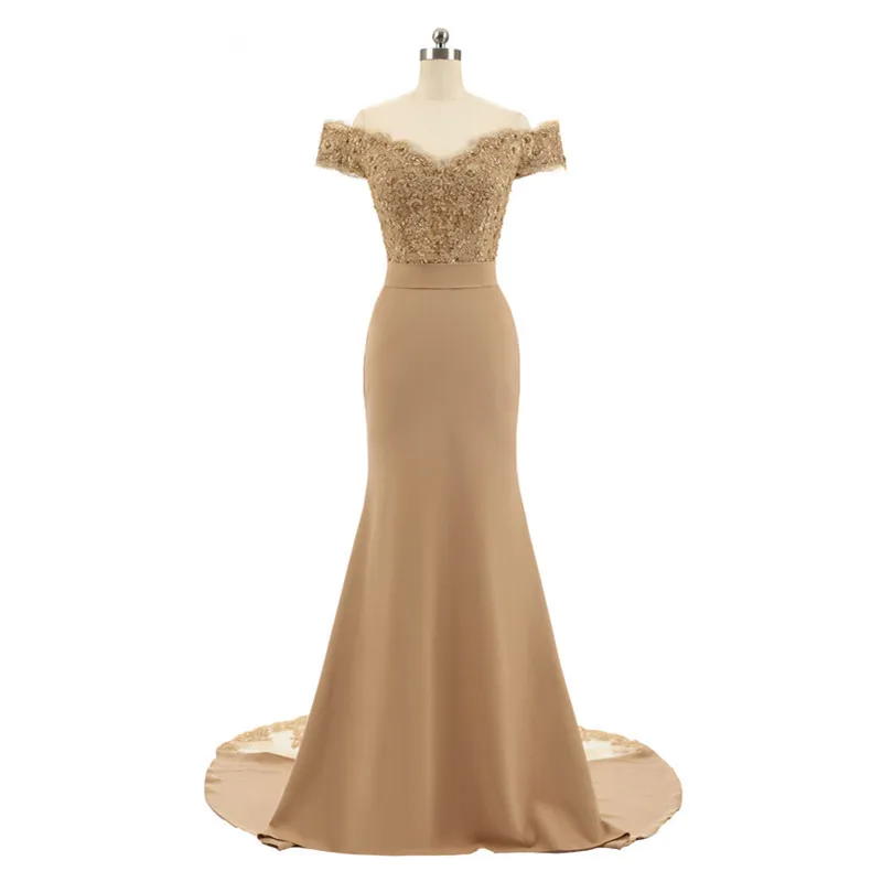 ERINBESS Robe De Soiree Русалка Охотник зеленый бордовый длинное вечернее платье вечерние элегантные vestido de festa длинное выпускное платье - Цвет: Шампанское