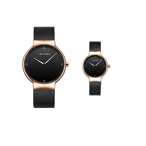 rose black 2pcs Couple Watch Men Women Waterproof Business Wristwatch Lovers Quartz Watches BELUSHI Mesh Steel mannen horloge Gifts - Цвет: rose black