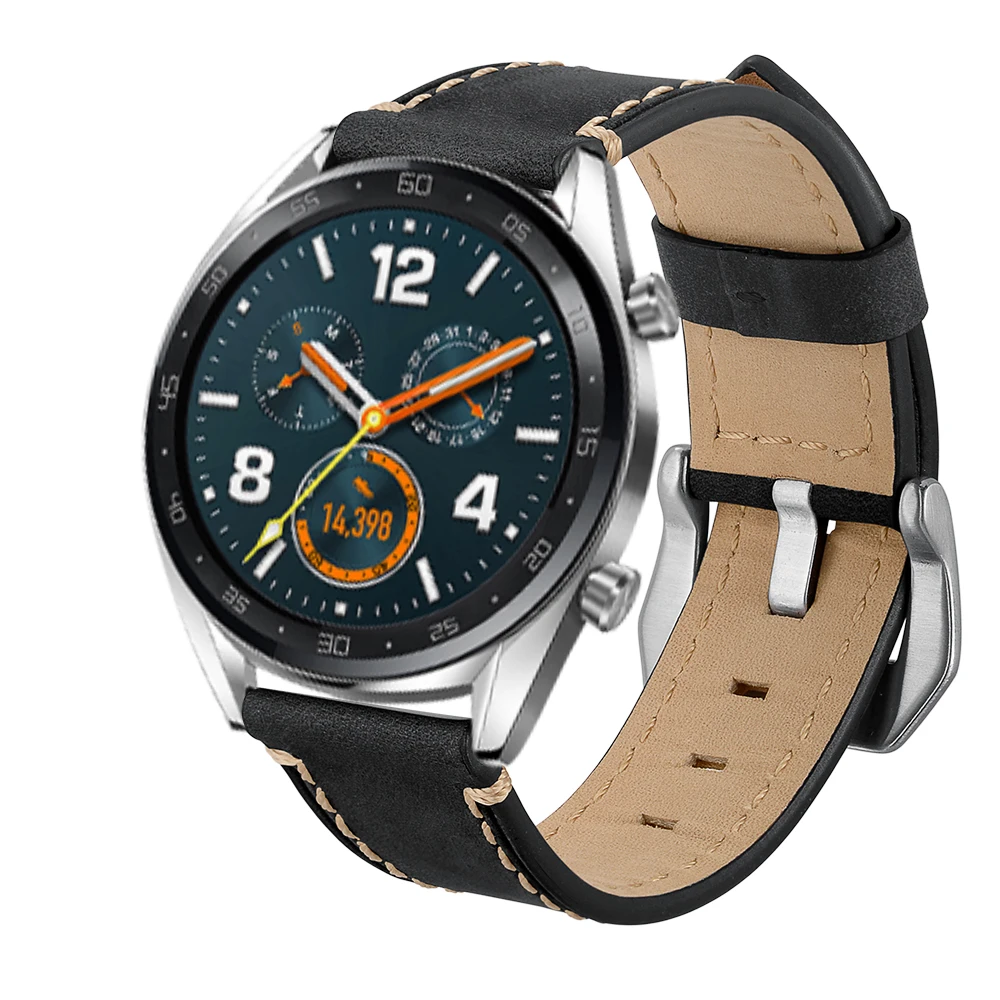 22mm New Genuine Leather Watchband For HUAWEI GT Honor Magic Men's Simple Black Brown Quality Smart Wrist Bracelet Strap | Наручные