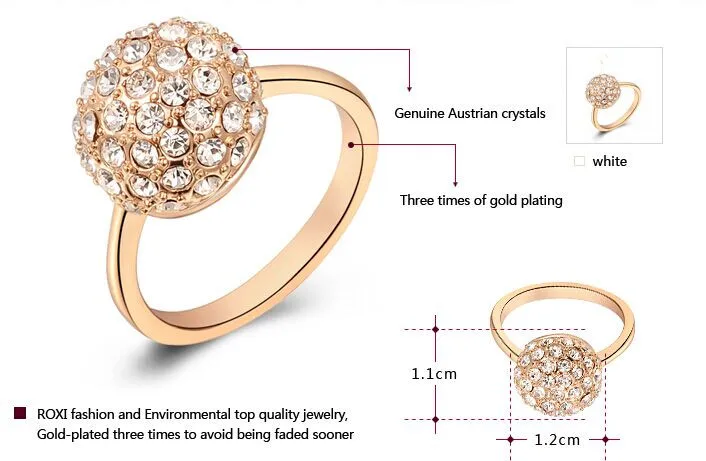 2016 подарки с подлинным австрийским кольцо кристаллами золотыми и серебряными