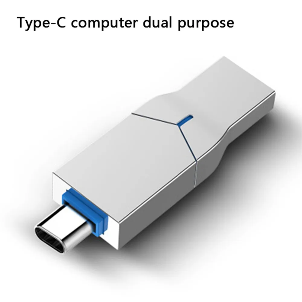 2in1 USB3.0 флеш-накопители, 16/32/64 GB Тип-C USB Диск флеш-накопитель совместим для iPhone iOS Android Тип-C ПК-Серебристый - Цвет: B Silver 32GB