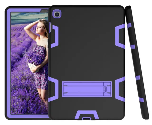 black purple Silicon Shockproof Cover for Samsung Galaxy Tab S5e 10.5 SM-T720 SM-T725 10.5" Tablet Funda Capa Case for Kids+Film+Pen - Color: black purple