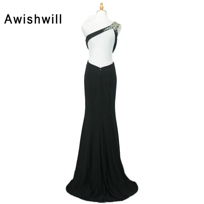 Новое поступление Черное длинное вечернее платье 2020 с открытой спиной