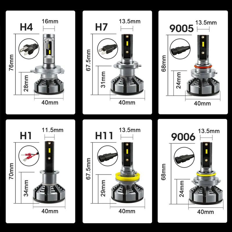 H7 светодиодный светодиодные лампы для автомобиля H4 H1 H8 H9 H11 9005 HB3 9006 HB4