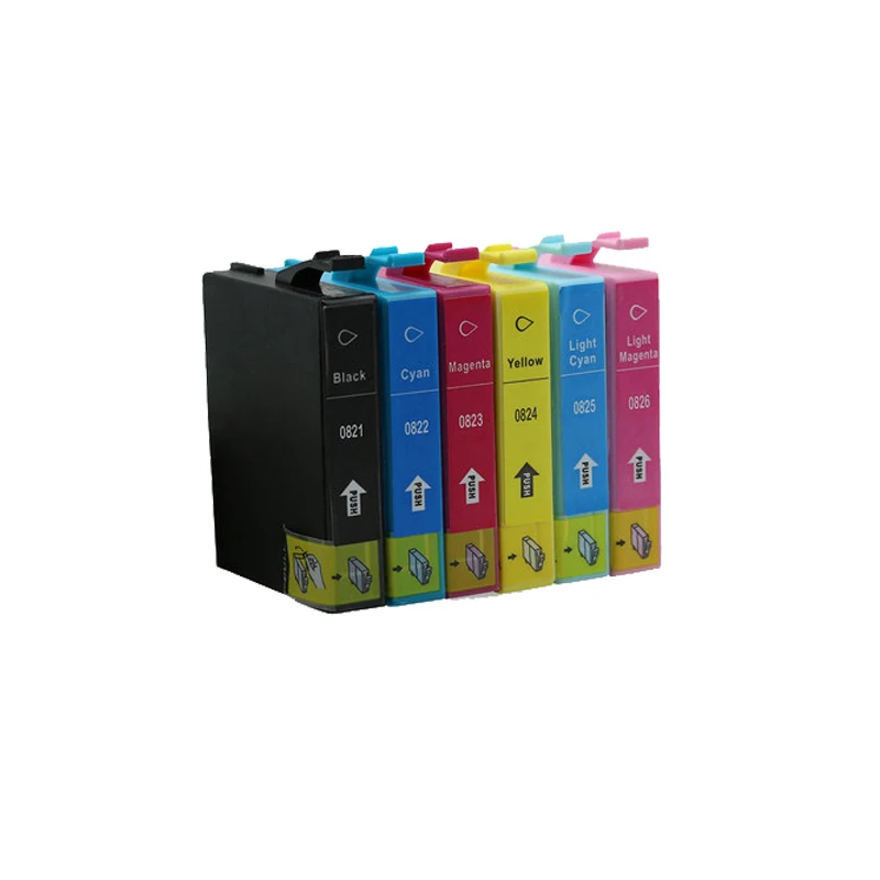 6 шт. чернильный картридж Luocai для epson T0821-T0826 Stylus R390/R270/R290/R295/RX590/RX615/RX610/RX690 принтер 0821