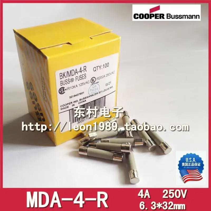 

American Ceramic Fuse BUSSMANN MDA-4 6.3 \u0026 times; 32mm MDA-4-R 4A 250V fuse