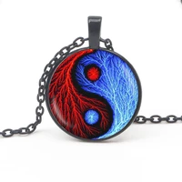 vintage yin yang gossip pendant necklace jewelry glass dome witchcraft pendant fashion crystal diy handmade ladies necklace gift