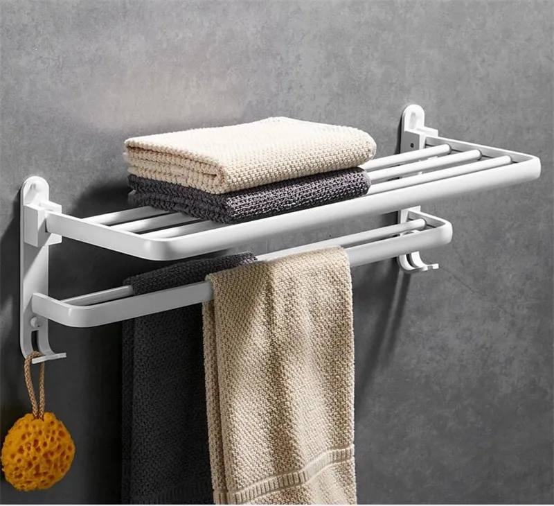Towel rack Аксессуары для ванной комнаты Набор Алюминий Полотенца стеллаж для выставки товаров угловые полки держатель для туалетной бумаги держатель для туалетной щетки ряды крючков набор аксессуаров для ванной - Цвет: Towel rack