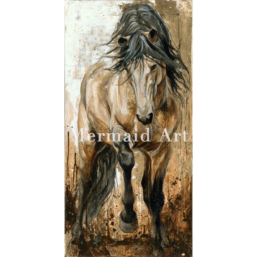 Hand Painted art Oil Paintings Animal abstract Home Decoration rainbow horse Painting On Canvas For living Room Artwork | Дом и сад
