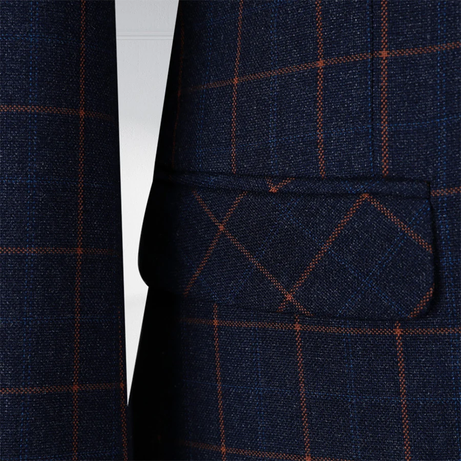 Мужской Клетчатый костюм из 2 предметов приталенный в клетку с отложным