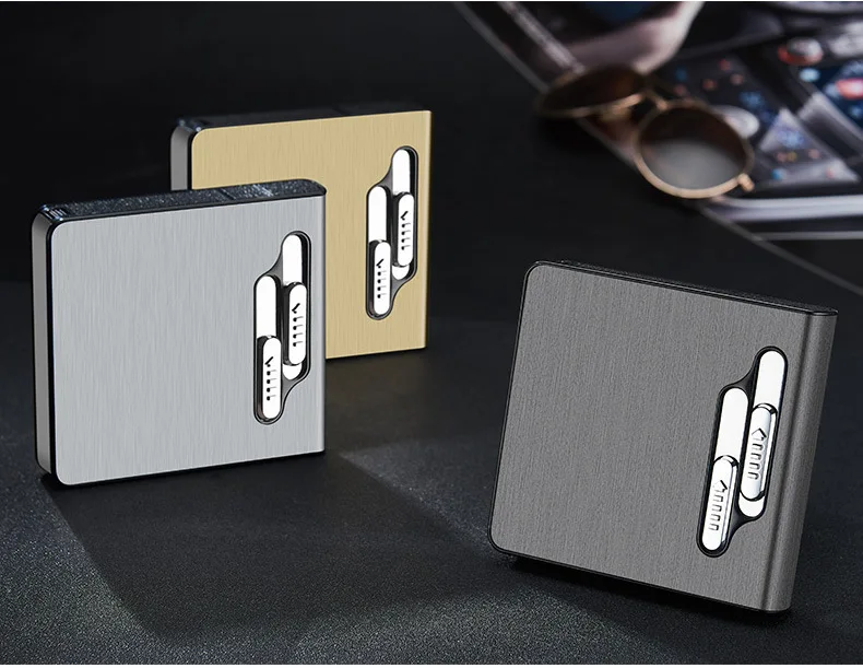 Портативный USB электронный портсигар с двойной дугой Зажигалка 20 шт. портсигар держатель USB зарядка Зажигалка гаджеты для мужчин