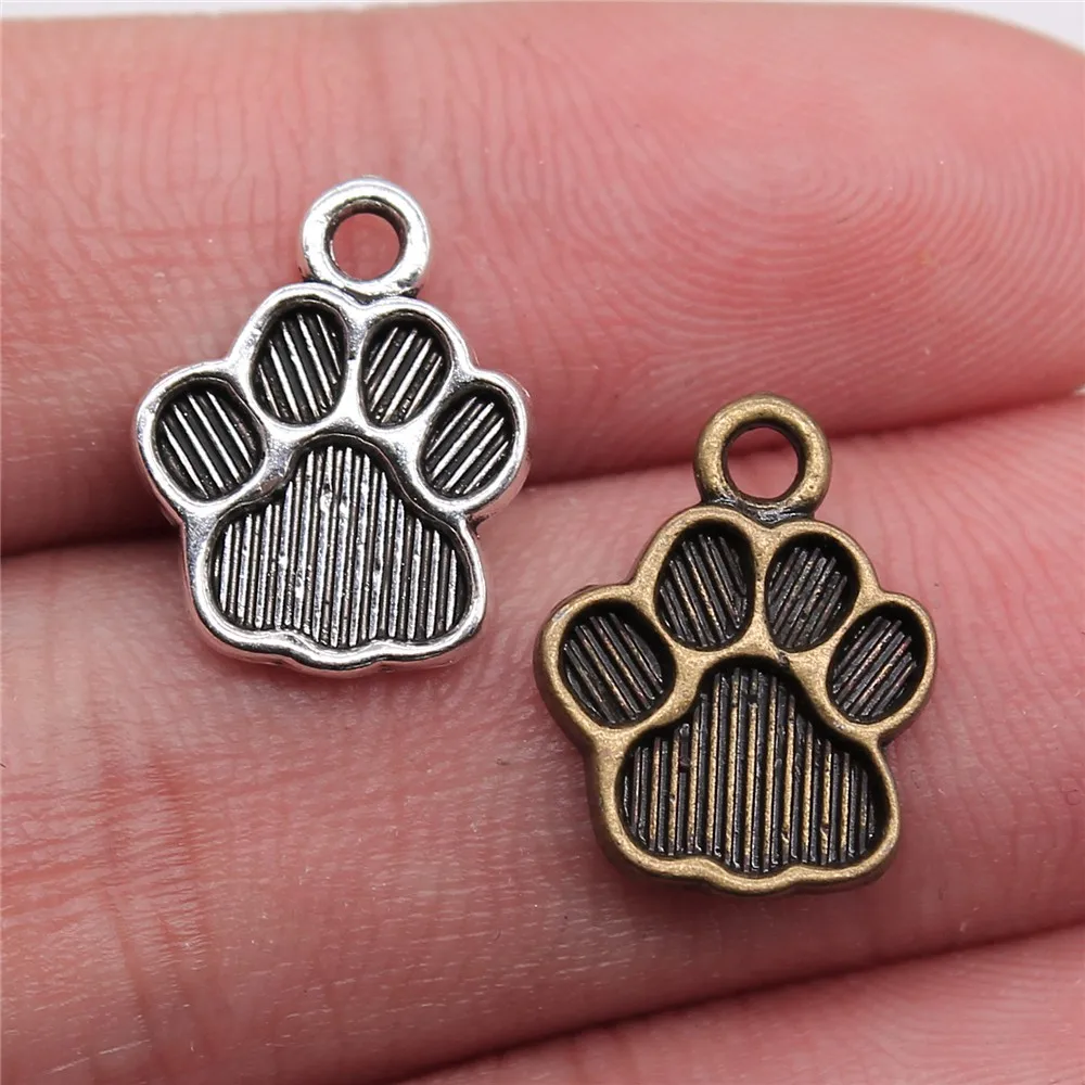 20pcs 15x12mm Metal Dog Paw Print Footprint Charms Pendant for Necklace Bracelet Jewelry Making Findings in 2 Colors - WYSIWYG image 2