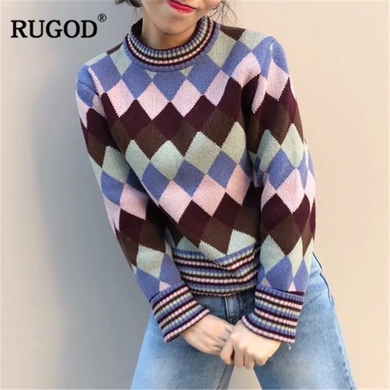 RUGOD Vintage Fashion Women Sweaters Korean Style O-Neck Casual Pullovers Thick Winter Clothes jersey mujer invierno 2019 | Женская