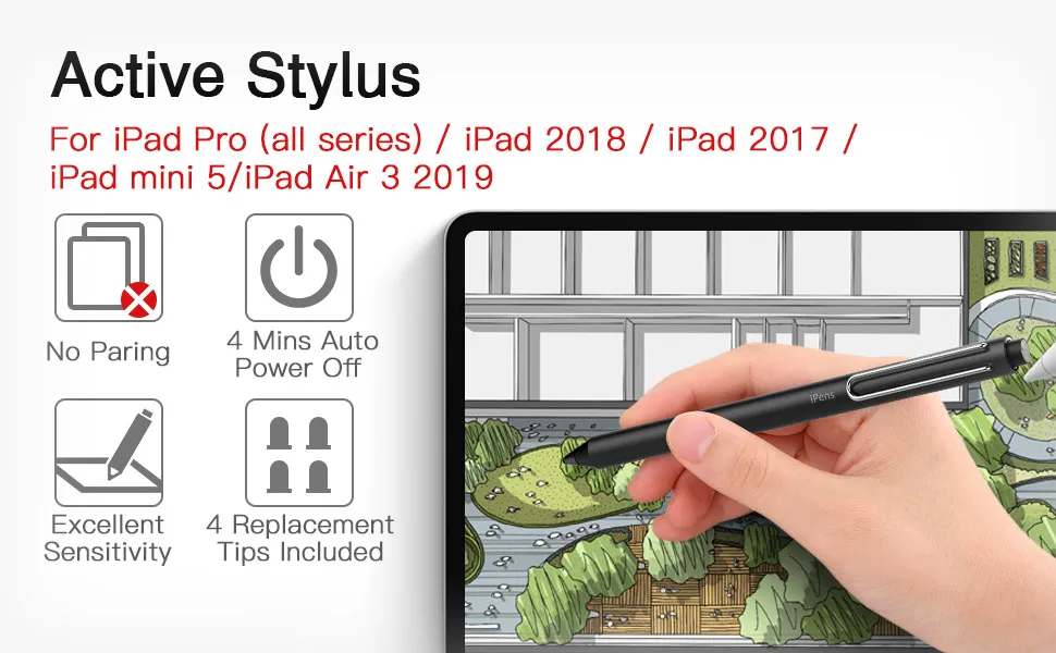 MoKo активный стилус ручка для Apple iPad, высокая чувствительность перезаряжаемый карандаш емкостная Цифровая ручка для iPad Pro 9,7/10,5/11/12,9