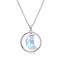crystal from austria element necklace sterling silver 925 moon chain collarbone female fashion accessories wholesale