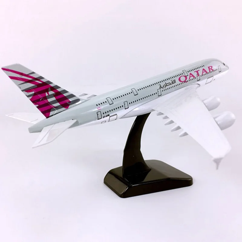 18 см 1:400 Airbus A380 QATAR Airplane самолет Сплав статическая модель Solide с базовым дисплеем