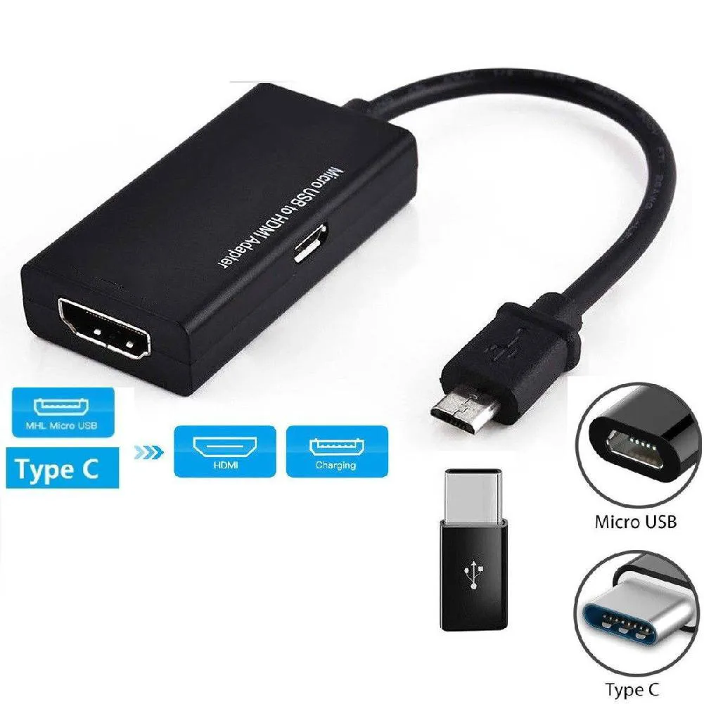 Tv Stick type C& Micro USB к HDMI адаптер цифровой видео аудио кабель конвертера HDMI Разъем для samsung ПК ноутбука