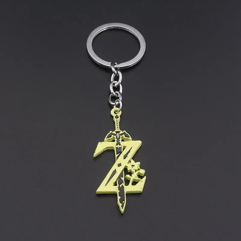 Серый Легенда о Зельде брелок Triforce Shield Sword Z треугольник дыхание диких брелок для ключей в форме совы для женщин мужчин чокер брелок - Цвет: Серый
