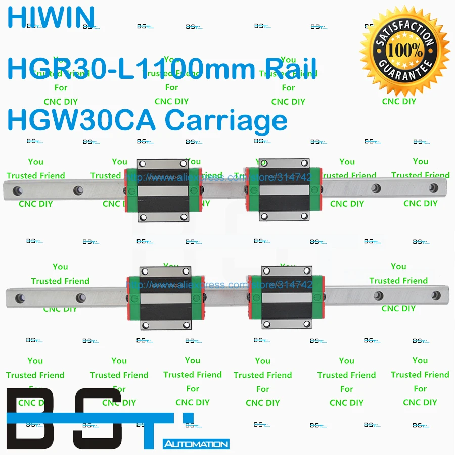 Новая линейная направляющая HIWIN серии HGR 30 мм 2 шт. HGR30 -L 1100 + 4 HGW30CA Фланцевая каретка