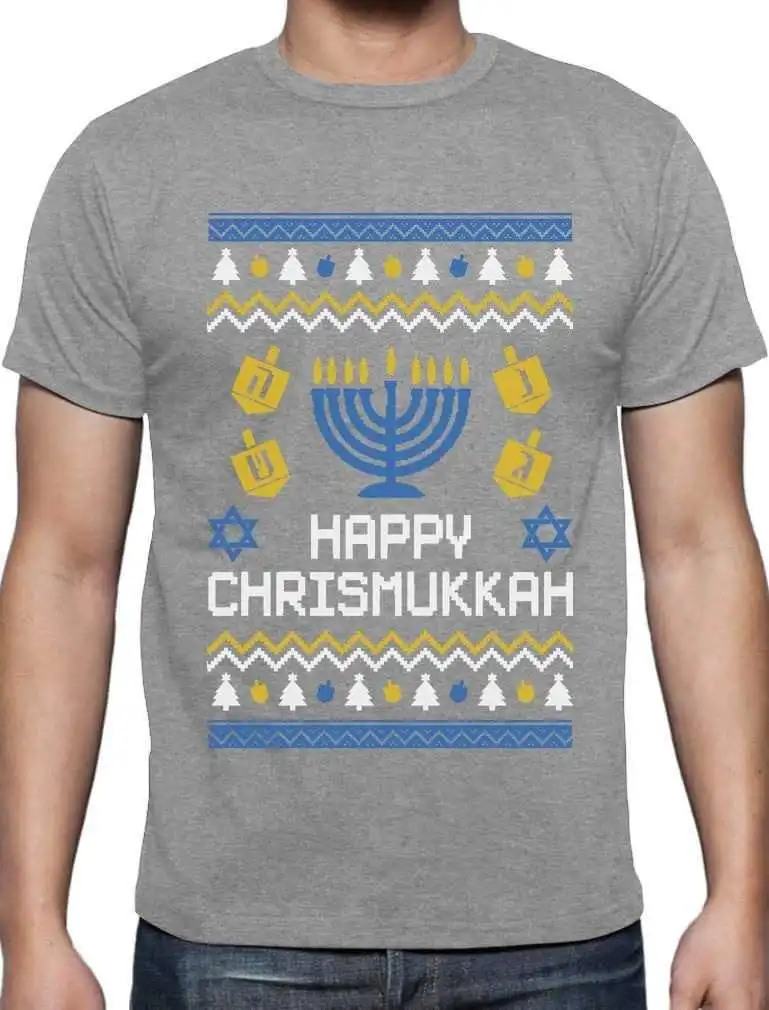 Happy Chrismukkah Рождество Ханука Ugly Рождественский подарок хип-хоп Новинка футболки