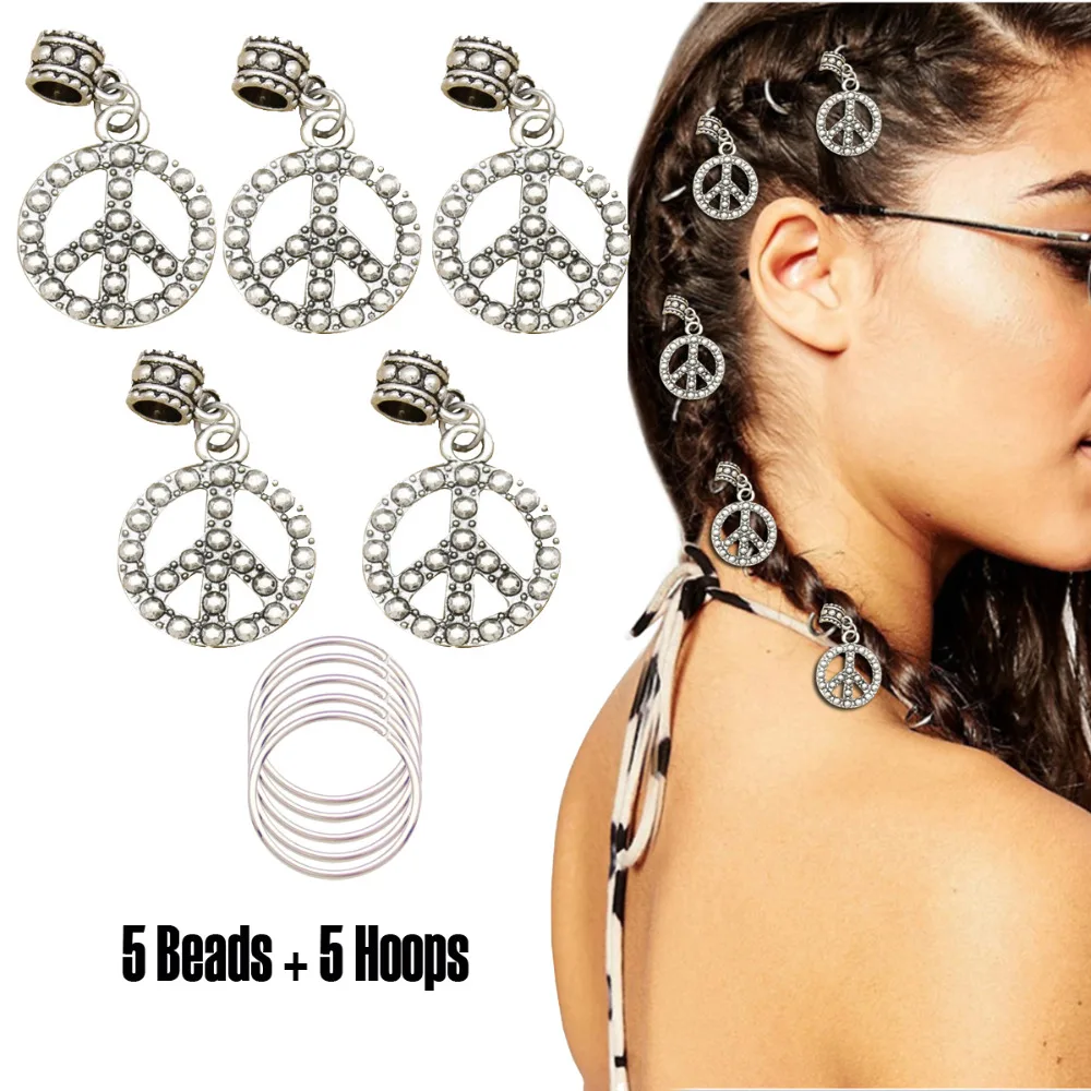 5x Peace Sign Rasta Mambo Dreadlocks плетеная заколка для волос аксессуар платья рождественский