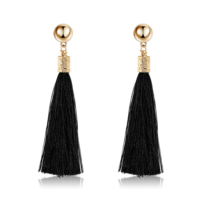 Черный кисточка в богемском стиле серьги стильная выраженная личность вечерние