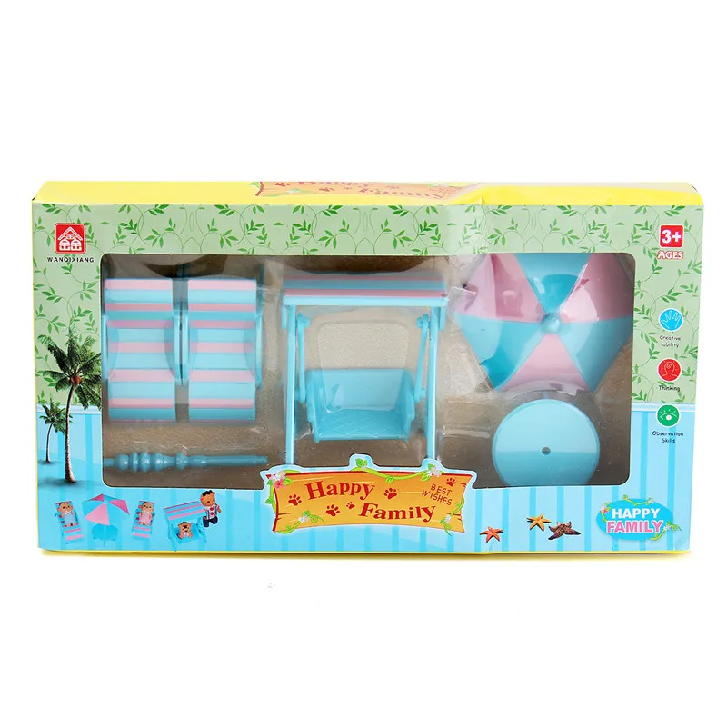 Прекрасный 4 шт./компл. дома мебель для кукол Пластик пляж сцены набор миниатюрный