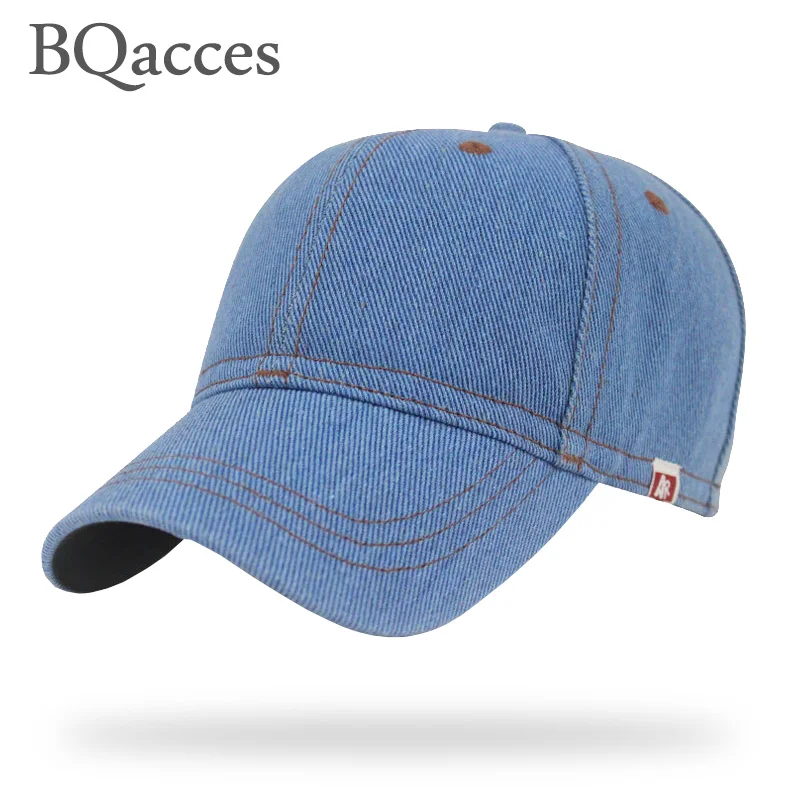 BQacces новые модные однотонные 100% хлопок деним strapback бейсбольная кепка для мужчин и