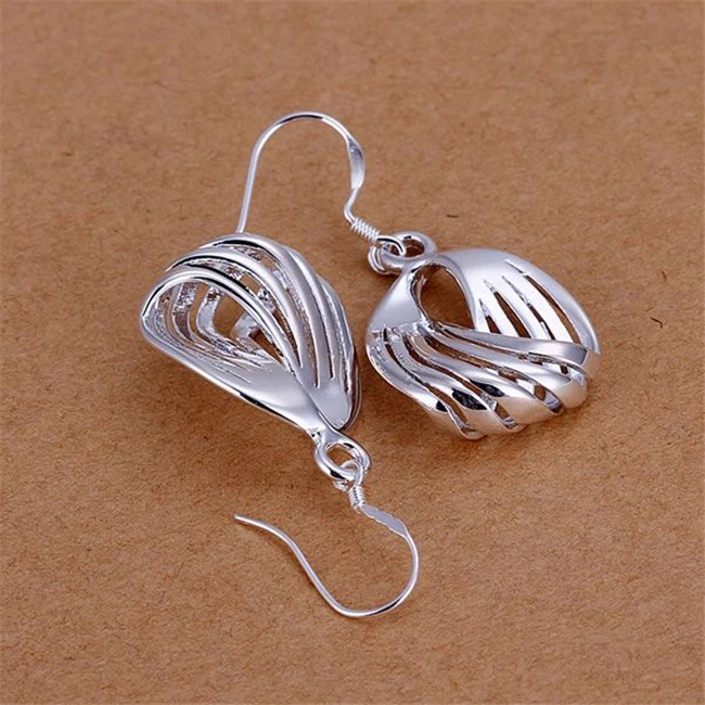 Гофрированные серьги с пятью линиями красивые серебряные оптовая продажа