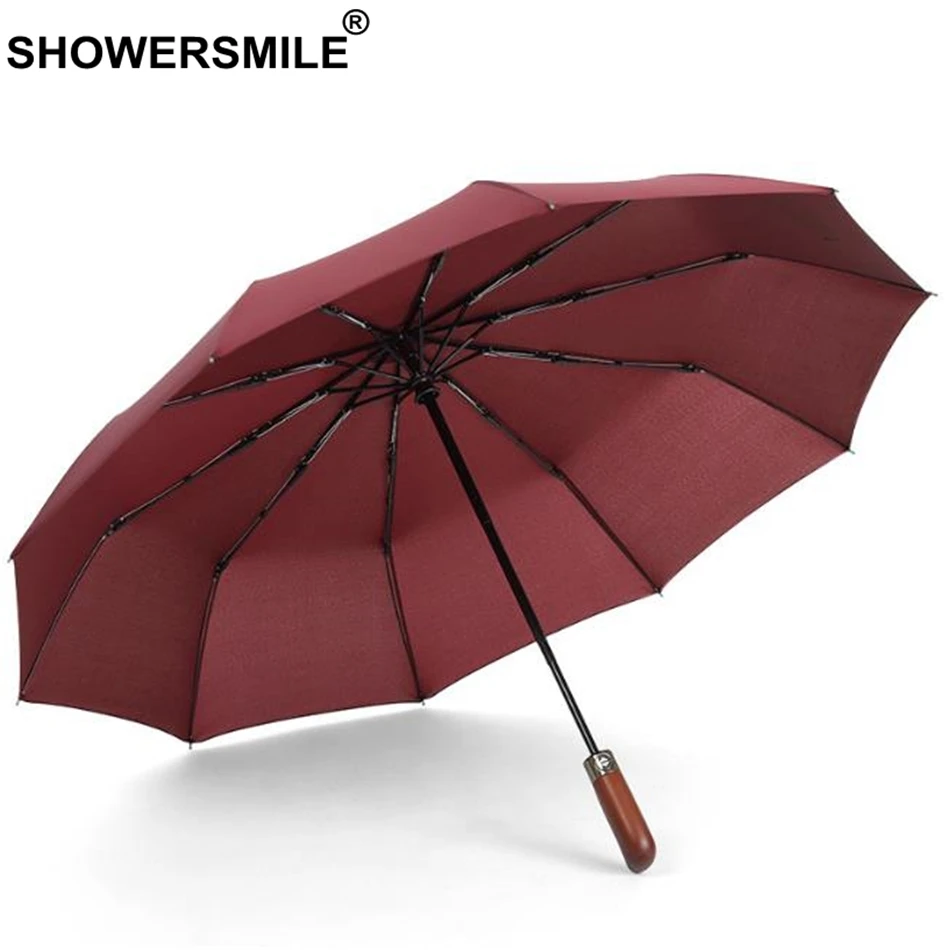 Полностью автоматические зонты SHOWERSMILE черный однотонный автоматический