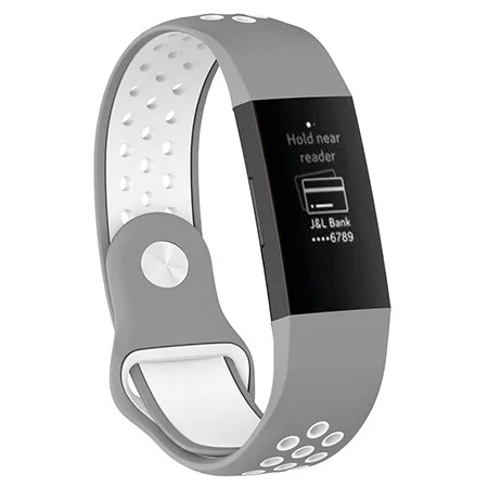 Силиконовый ремешок для наручных часов, ремешок для Fitbit Charge 3 Charge3, умный браслет на запястье, 14 цветов, S/L, для мужчин и женщин, спортивный ремешок для часов - Цвет: gray white
