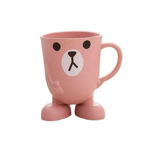pink Креативная пшеничная соломенная мультяшная зубная щетка с животным стакан для рта портативная зубная щетка для Путешествий Держатель товары для дома, ванной - Цвет: pink
