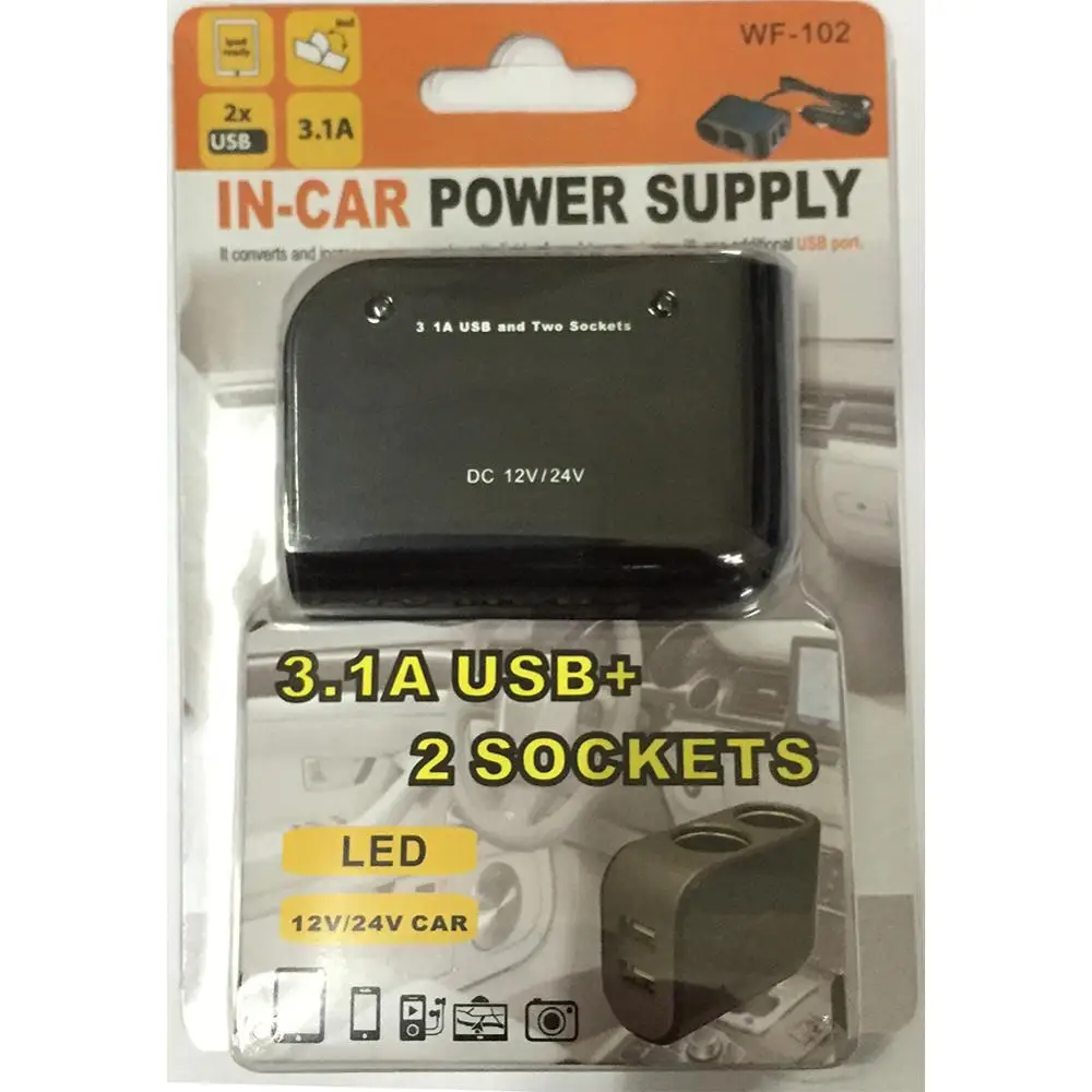 3.1A автомобильное зарядное устройство с двумя usb-портами 2 порта ЖК-дисплей 12-24 В