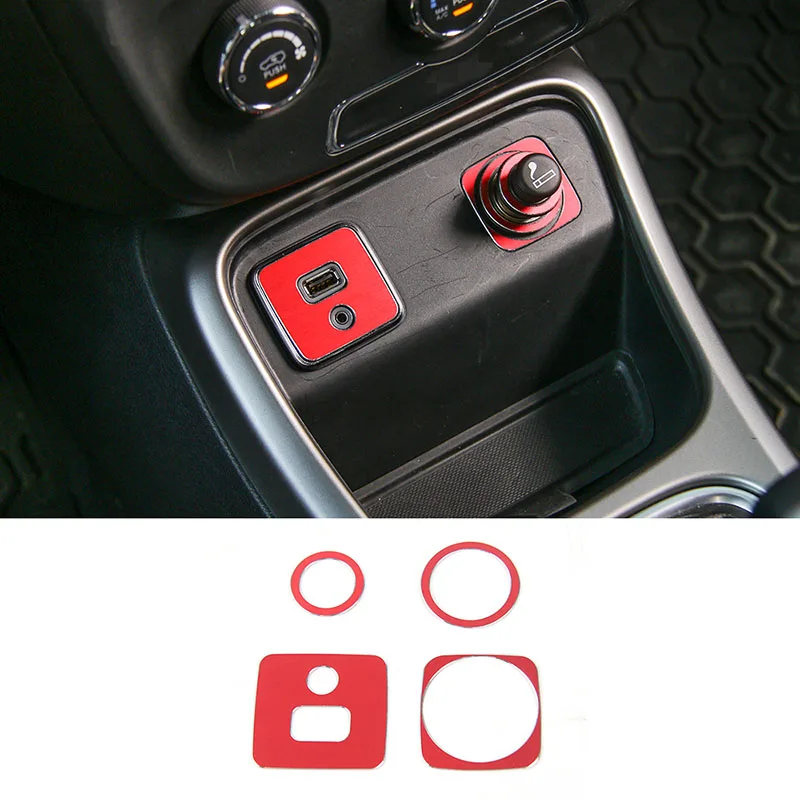 

SHINEKA Aluminum alloy USB Jack Cigarette Lighter Trim Cover Sheet Fit For Jeep Compass 2017