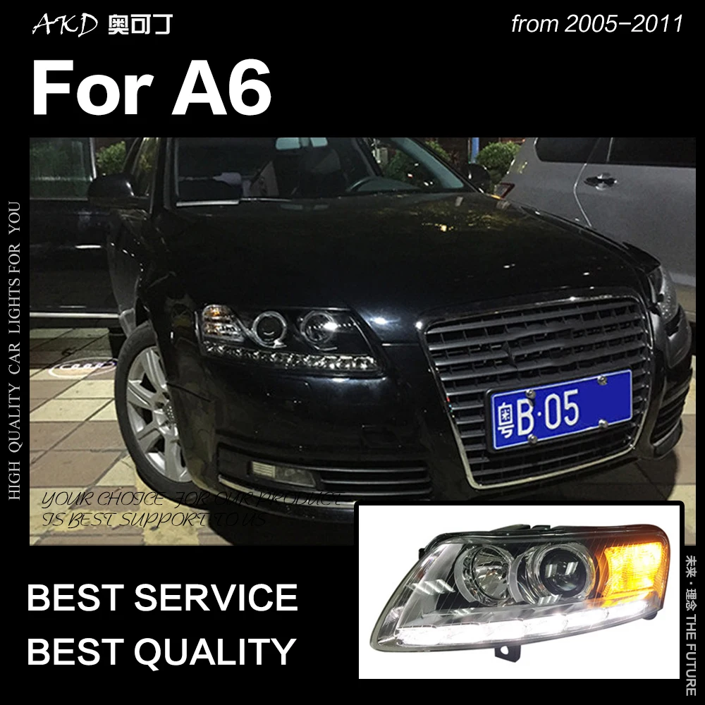 AKD автомобильный Стайлинг для A6 фары 2005-2011 A6L C5 C6 светодиодный налобный фонарь светодиодный DRL Hid вариант Биксеноновая фара авто аксессуары
