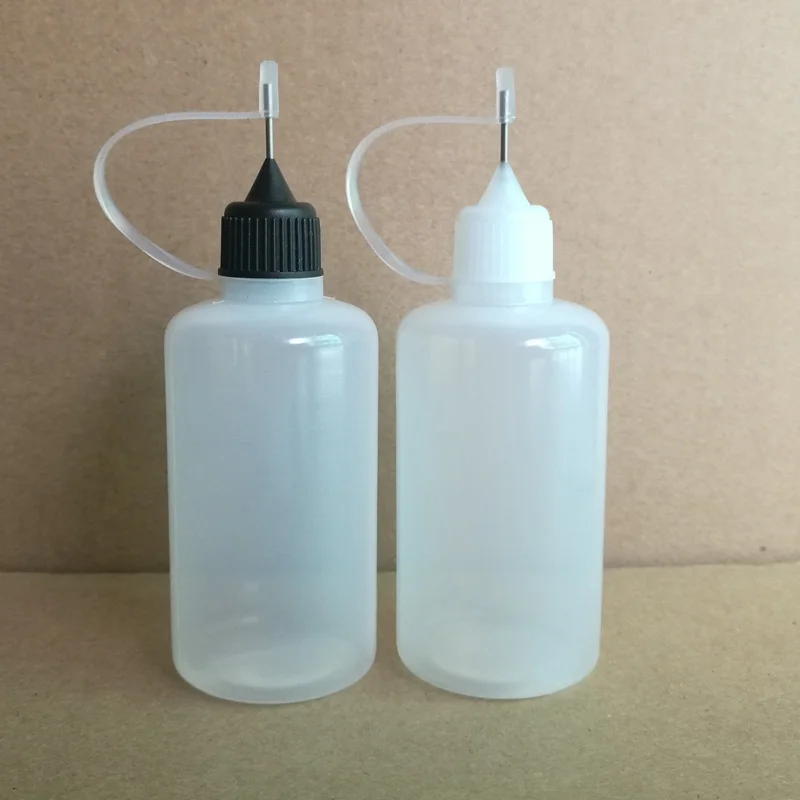 

50pcs/lot, 50ml Empty Pinhole bottle LDPE Plastic Dropper Bottles With Screw Metal Needle Cap for E liquid Eye Drops