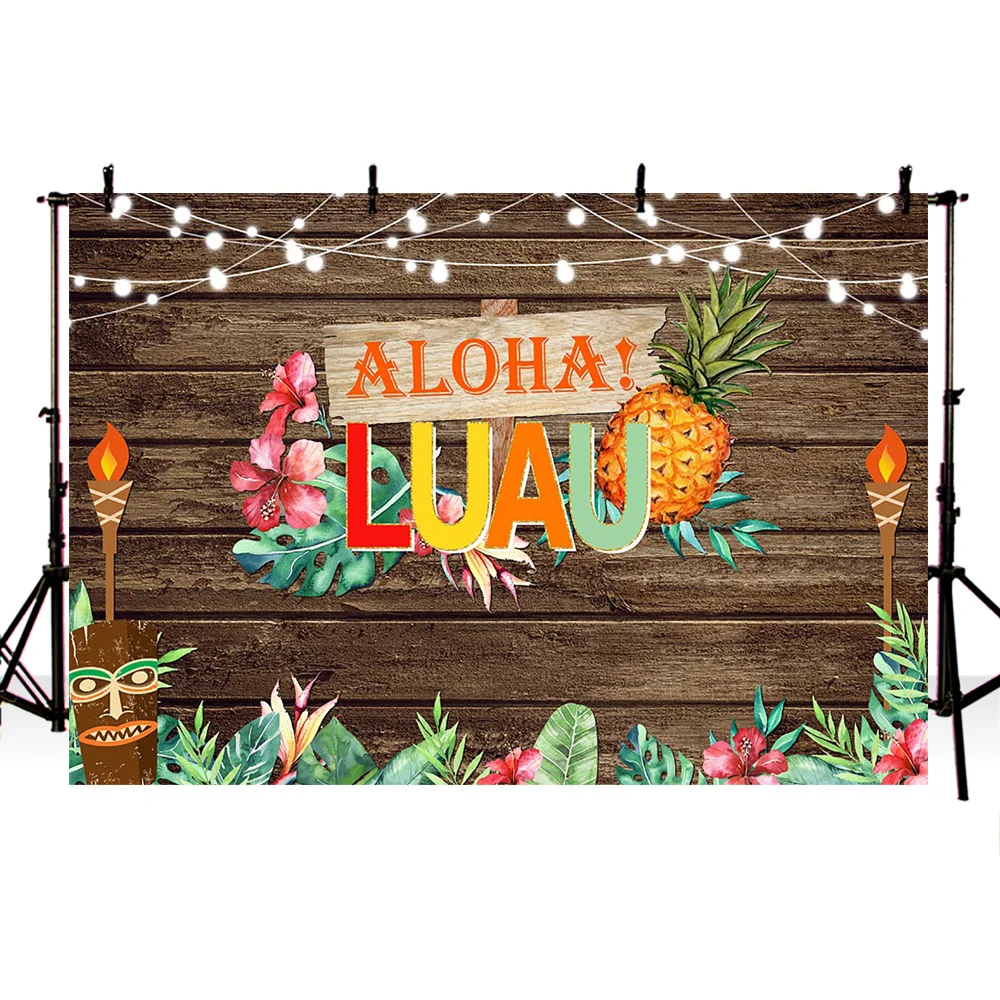 Mehofoto Гавайский Luau Вечеринка фон Aloha день рождения фото винтажный деревянный