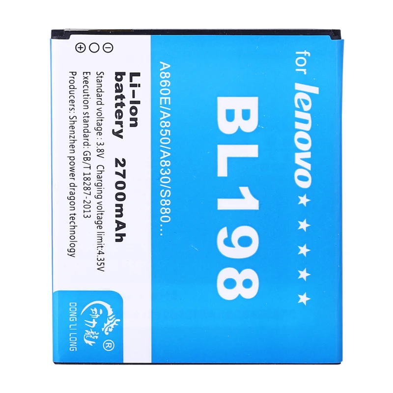 Высококачественный аккумулятор BL198 2700 мАч для смартфона Lenovo S890 A850 S880 K860 S880i |