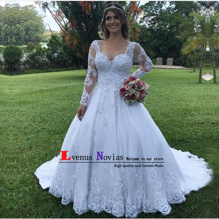 Винтажное бальное платье vestido de noiva роскошное свадебное с длинными рукавами и