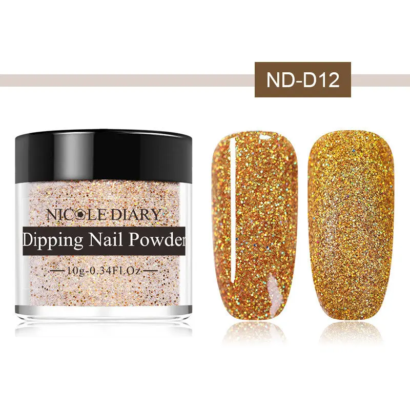 ND-D012 NICOLE DIARY 10 мл голографическая система погружения порошка для ногтей порошок Блестящий лазер Красочный Блестящий маникюр Дизайн ногтей - Цвет: ND-D012
