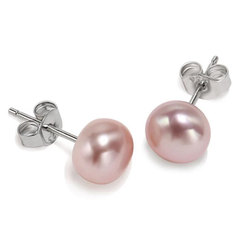 Серебряные натуральные фиолетовые серьги с жемчугом из стерлингового серебра 925