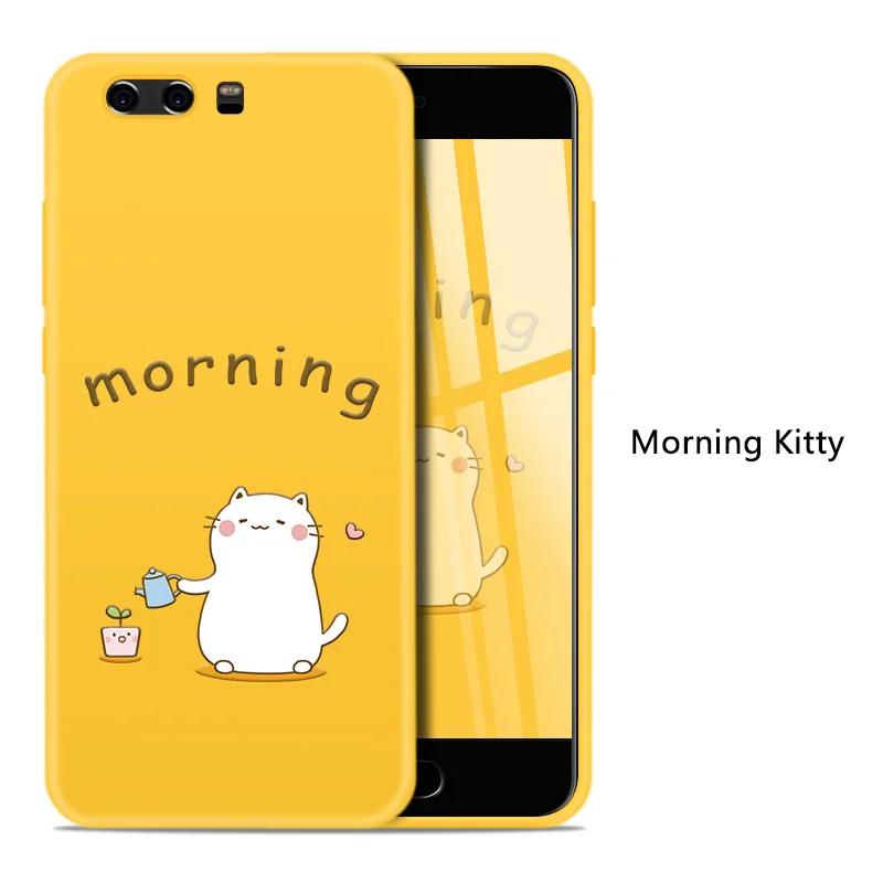 Morning Kitty Asina, милый мультяшный чехол для huawei P10, чехол, силиконовый чехол, Fundas для huawei P9 Lite P20 Lite P, умный чехол, противоударный чехол - Цвет: Morning Kitty