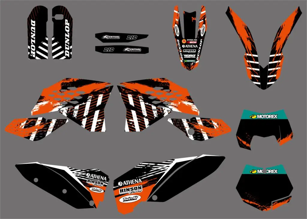 0303 Байк Графический фон наклейка Стикеры для KTM SXF XC 125 524 150 200 250 300 350 400 450 500 2008 2010 SX 07