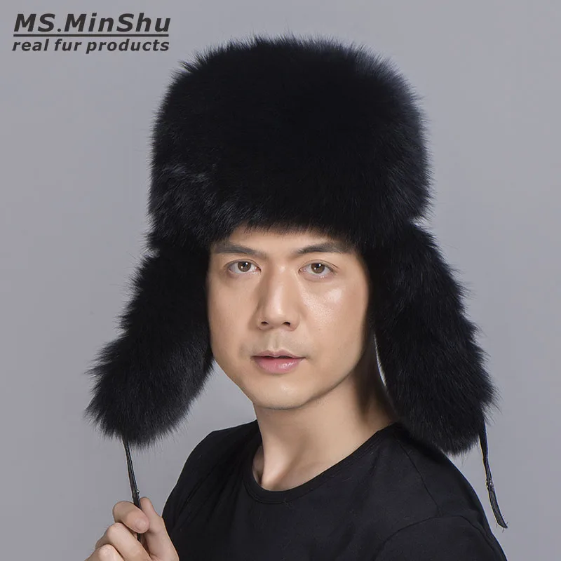 Шапка из меха серебряной лисы Ms.MinShu шапка овечьей кожи с наружной оболочкой