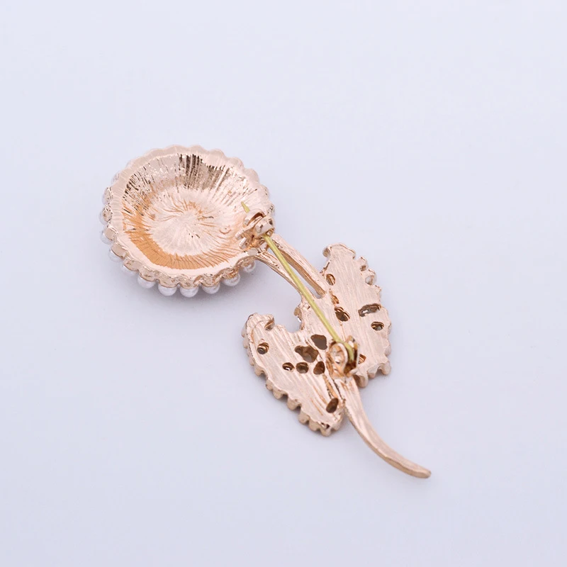 Новый тренд моды горный хрусталь лист имитация жемчуга Круглый цветок брошь