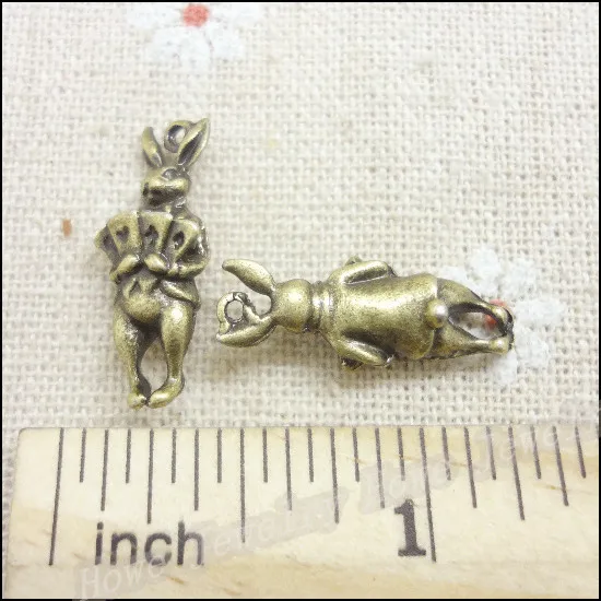 Оптовая продажа 45 шт. винтажные подвески в виде кролика подвеска античная бронза