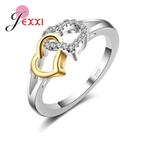 europe the united states new 925 sterling silver ring christmas gifts two color with rose gold heart crystal zircon jewel