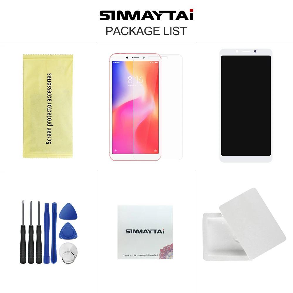 5 45 &quotкачественный ЖК-дисплей + рамка для Redmi 6 Замена ЖК-экрана xiaomi redmi 6a в сборе